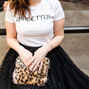 Faux fur clutch with detachable wristlet strap!
